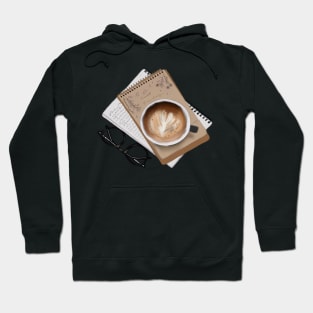 Coffee and Glasses Watercolor Design Hoodie